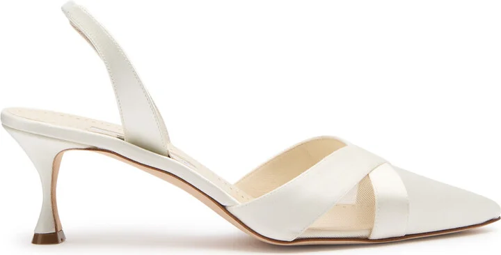 Manolo Blahnik Oyounasli 50 Satin Slingback Pumps