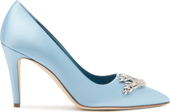 Manolo Blahnik Palos 90 Embellished Satin Pumps