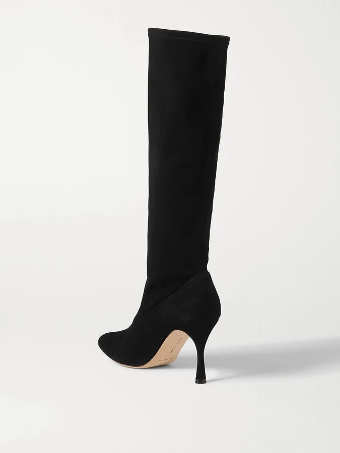 Manolo Blahnik - Pamfilo 90 Stretch-suede Knee Boots - Black - Image 3