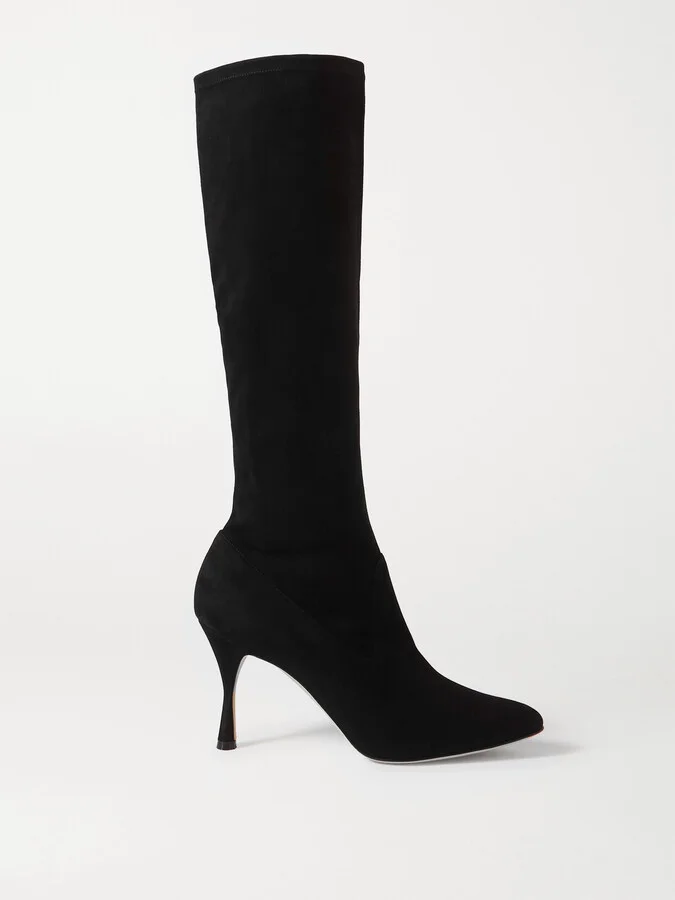 Manolo Blahnik - Pamfilo 90 Stretch-suede Knee Boots - Black