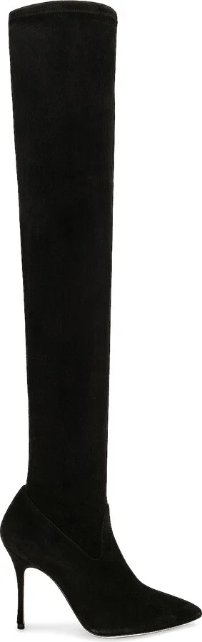 Manolo Blahnik Pascalarehi 105 Suede Boot in Black
