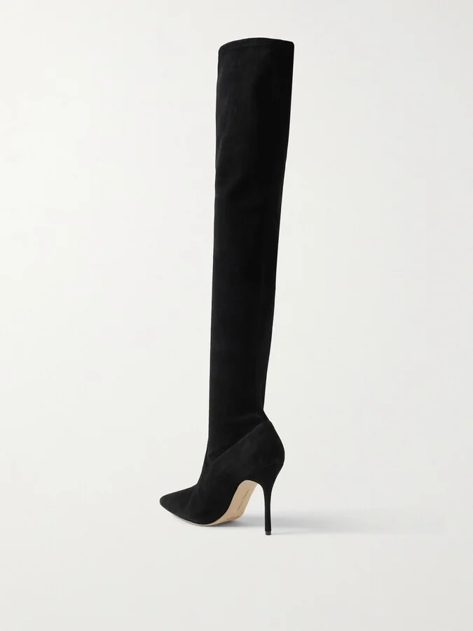 Manolo Blahnik - Pascalarehi 105 Suede Over-the-knee Boots - Black - Image 3
