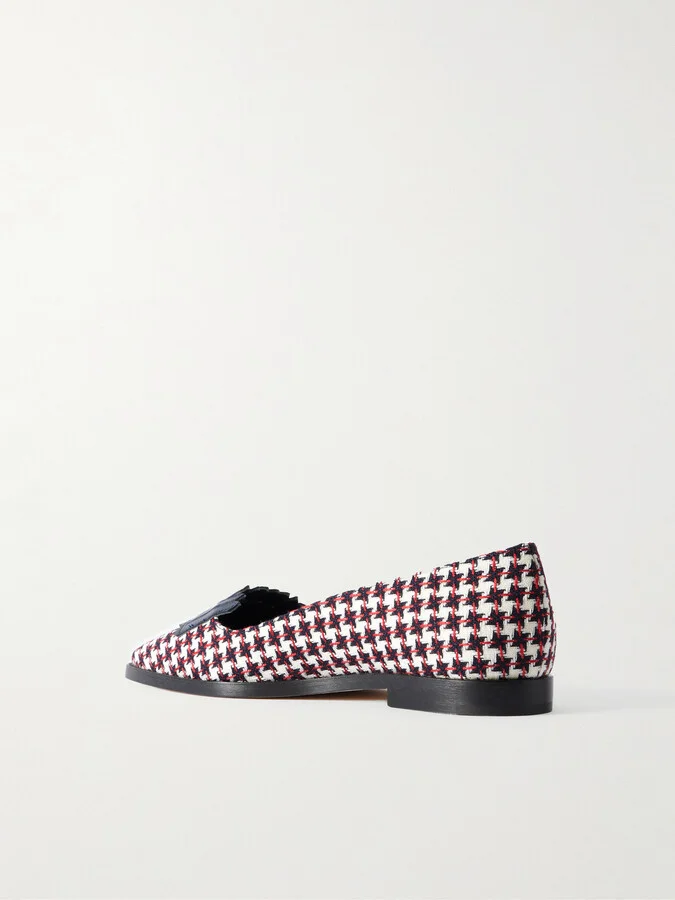 Manolo Blahnik - Pausaniasbi Leather-trimmed Embroidered Tweed Loafers - White - Image 3