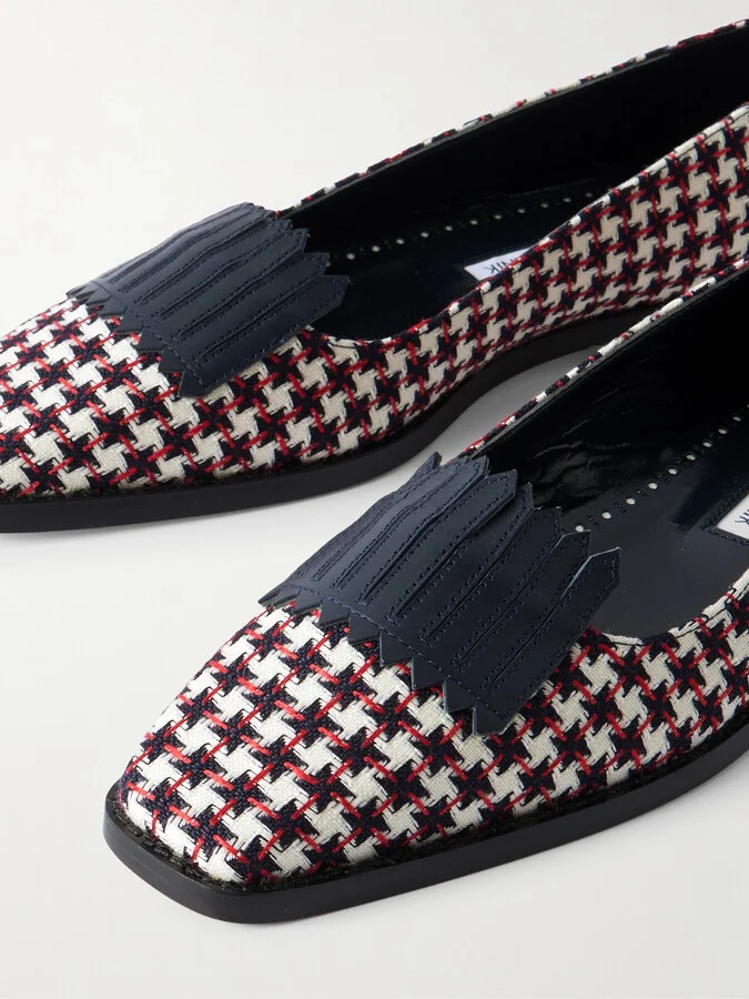 Manolo Blahnik - Pausaniasbi Leather-trimmed Embroidered Tweed Loafers - White - Image 4