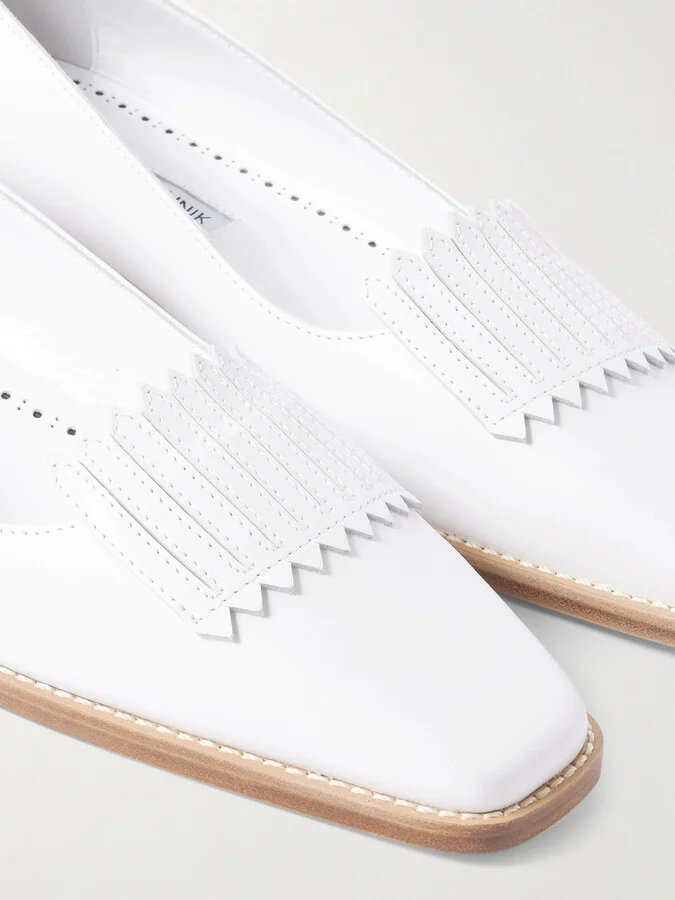 Manolo Blahnik - Pausaniasflat Fringed Leather Loafers - White - Image 4