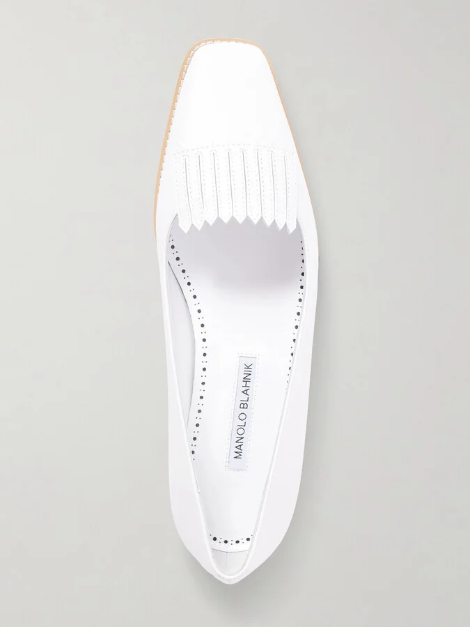 Manolo Blahnik - Pausaniasflat Fringed Leather Loafers - White - Image 5