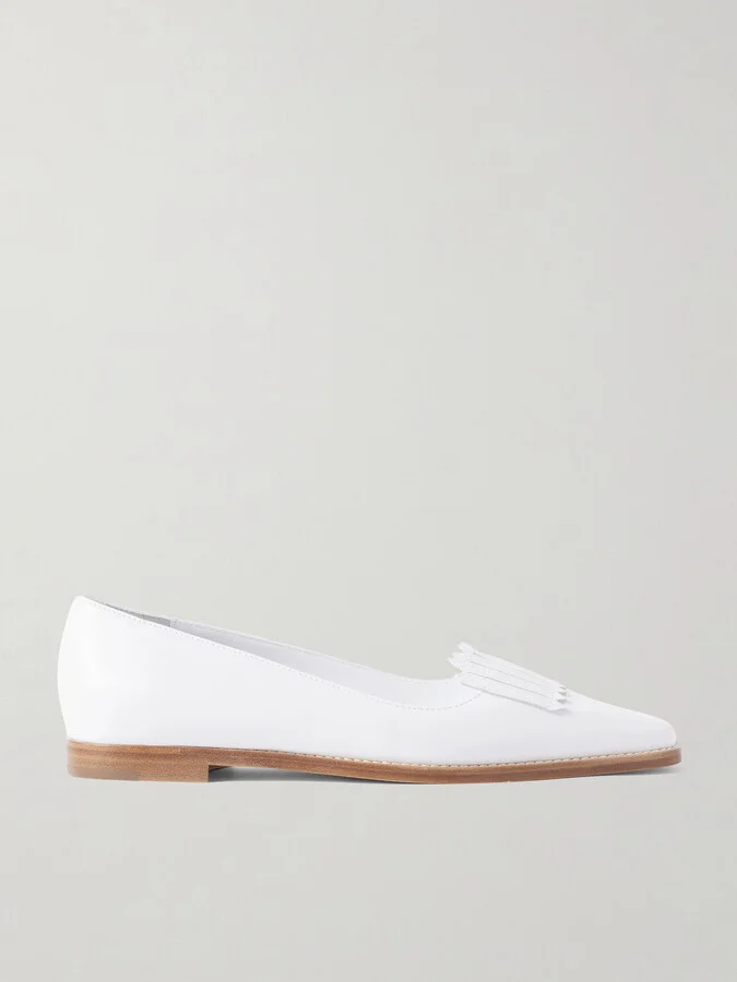 Manolo Blahnik - Pausaniasflat Fringed Leather Loafers - White