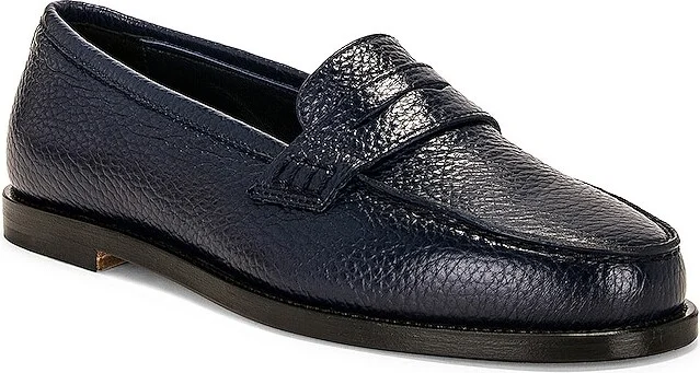 Manolo Blahnik Perrita Leather Loafer in Navy - Image 2