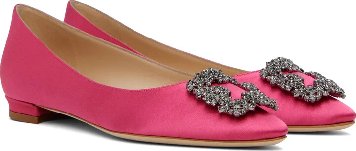Manolo Blahnik Pink Hangisiflat Ballerina Flats - Image 4