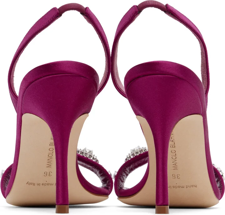 Manolo Blahnik Pink Lamisan Heeled Sandals - Image 2