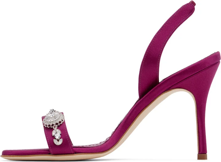 Manolo Blahnik Pink Lamisan Heeled Sandals - Image 3