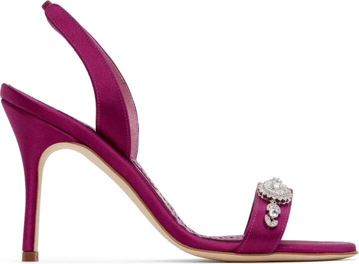 Manolo Blahnik Pink Lamisan Heeled Sandals