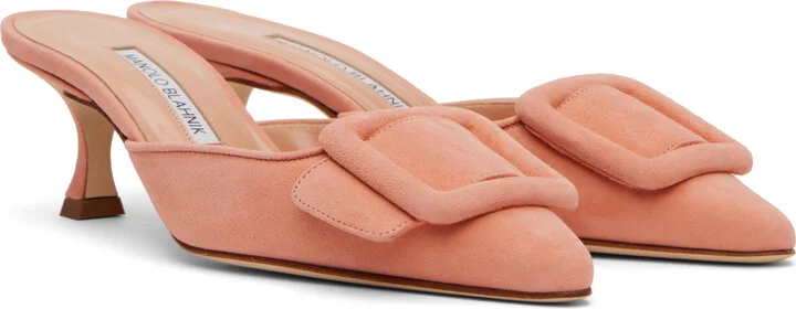 Manolo Blahnik Pink Maysale Mules - Image 4
