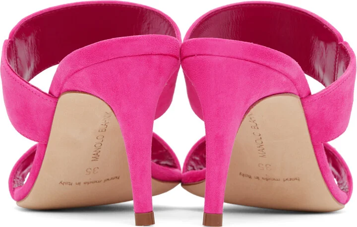 Manolo Blahnik Pink Nebre Mules - Image 2