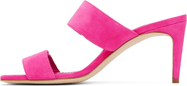 Manolo Blahnik Pink Nebre Mules - Image 3