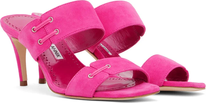 Manolo Blahnik Pink Nebre Mules - Image 4