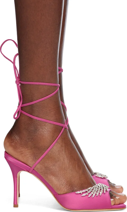 Manolo Blahnik Pink Plumena 90 Heeled Sandals