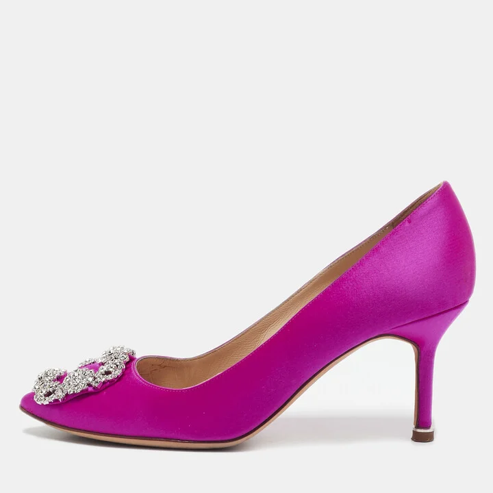 Manolo Blahnik Pink Satin Hangisi Pumps Size 36.5