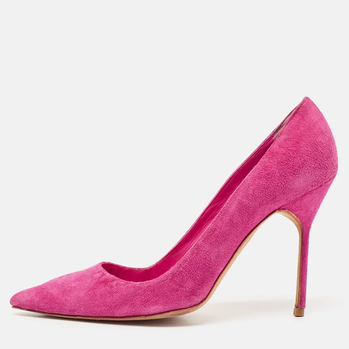 Manolo Blahnik Pink Suede BB Pointed Toe Pumps Size 39