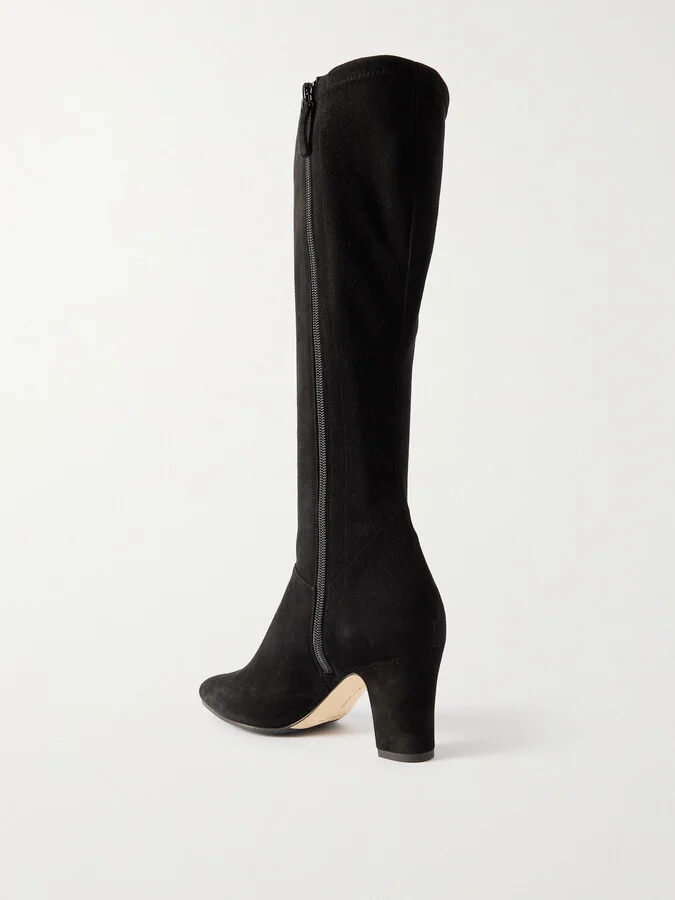 Manolo Blahnik - Pitana 70 Suede Knee Boots - Black - Image 3
