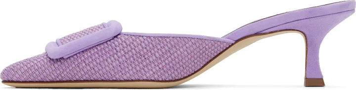 Manolo Blahnik Purple Maysalebi Mules - Image 3