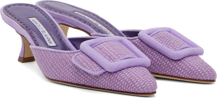 Manolo Blahnik Purple Maysalebi Mules - Image 4