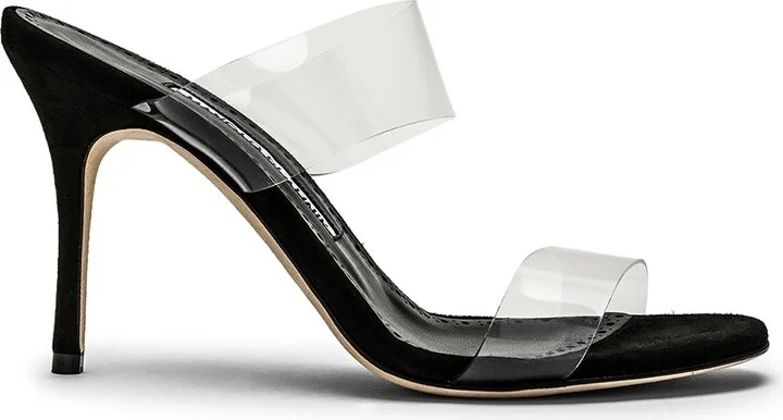 Manolo Blahnik PVC Scolto 90 Sandal in Black