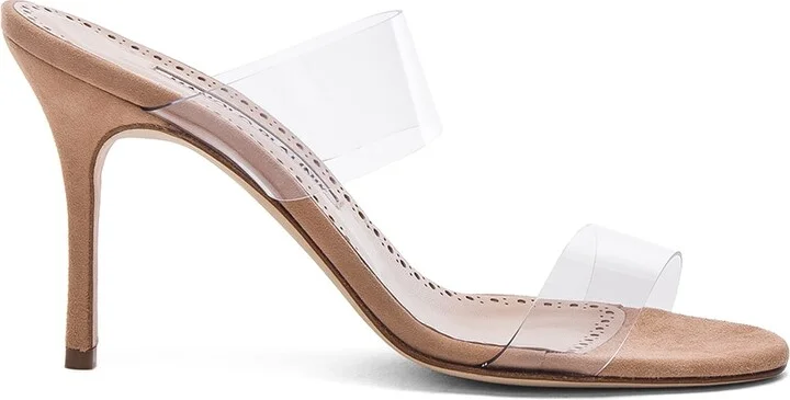 Manolo Blahnik PVC Scolto Sandals in Nude
