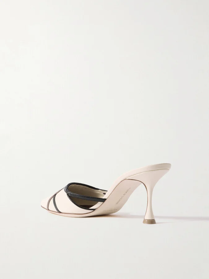 Manolo Blahnik - Ragheb 70 Cutout Leather Mules - Cream - Image 3