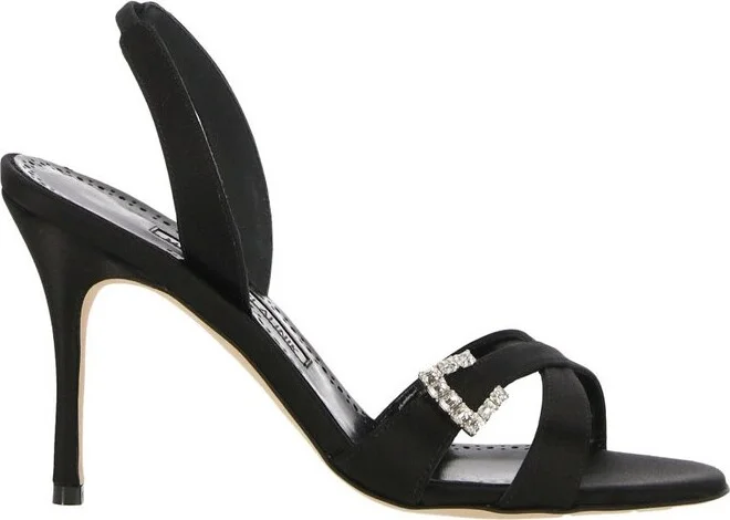 Manolo Blahnik Ramisli Slingback Satin Sandals