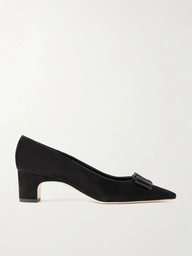 Manolo Blahnik - Reador 50 Bow-detailed Suede Pumps - Black