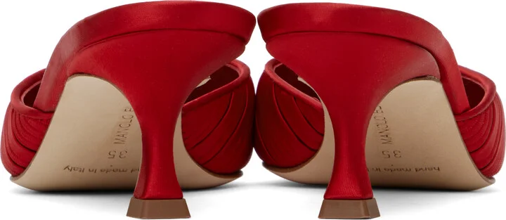 Manolo Blahnik Red Carolynemu Mules - Image 2