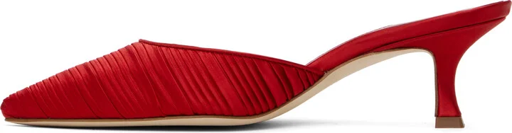 Manolo Blahnik Red Carolynemu Mules - Image 3