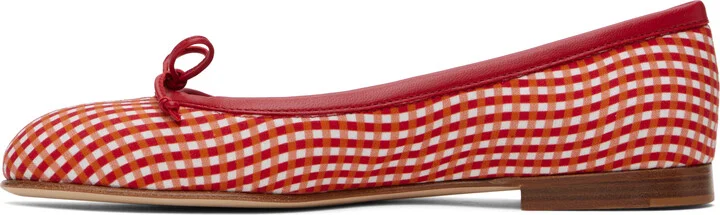 Manolo Blahnik Red & White Veralli Ballerina Flats - Image 3