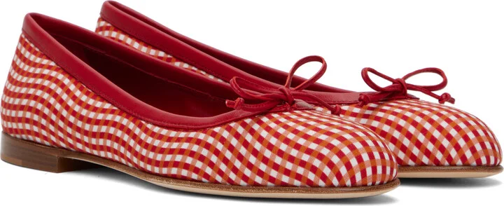 Manolo Blahnik Red & White Veralli Ballerina Flats - Image 4
