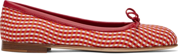 Manolo Blahnik Red & White Veralli Ballerina Flats