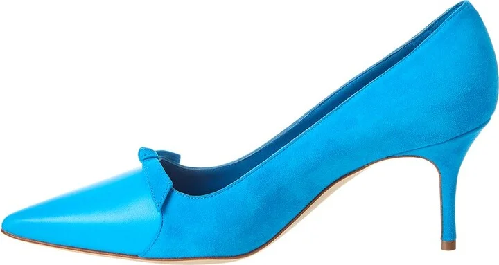 Manolo Blahnik Rinialo Bow 70 Suede & Leather Pump - Image 2