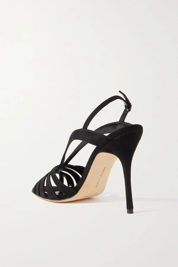 Manolo Blahnik - Sardina 105 Suede Slingback Sandals - Black - Image 3
