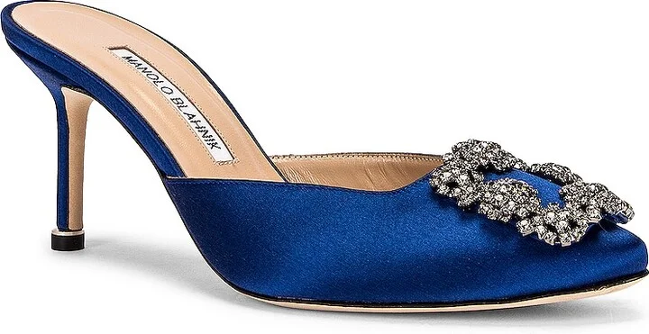 Manolo Blahnik Satin Hangisimu 70 Mule in Royal - Image 2