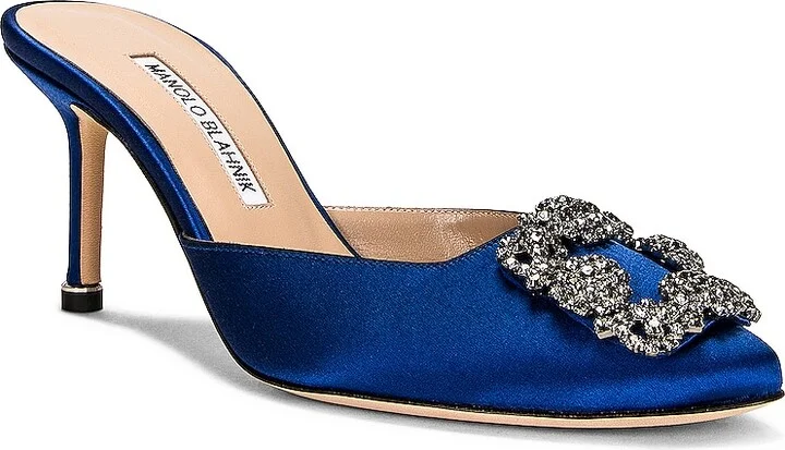 Manolo Blahnik Satin Hangisimu 70 Mule in Royal - Image 2