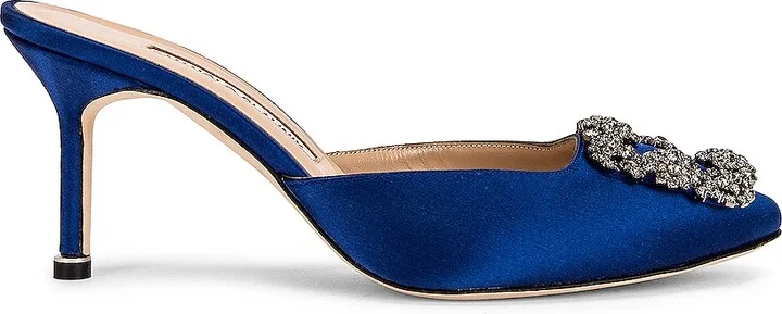 Manolo Blahnik Satin Hangisimu 70 Mule in Royal