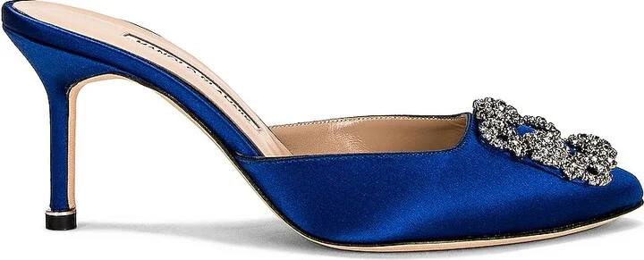 Manolo Blahnik Satin Hangisimu 70 Mule in Royal