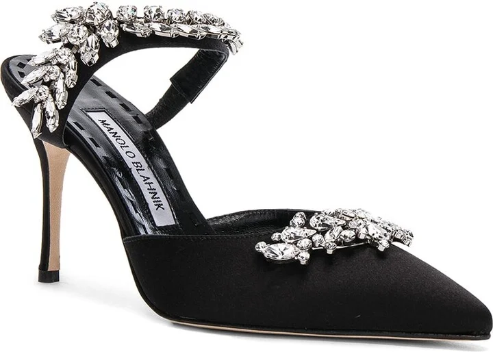 Manolo Blahnik Satin Lurum 90 Heels in Black - Image 2