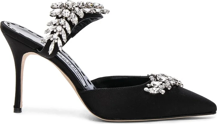 Manolo Blahnik Satin Lurum 90 Heels in Black