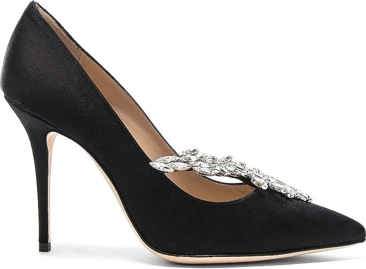 Manolo Blahnik Satin Nadira Heels in Black - Image 2