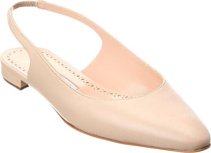 Manolo Blahnik Sawra Leather Slingback Flat