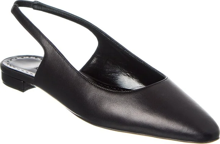 Manolo Blahnik Sawra Leather Slingback Flat