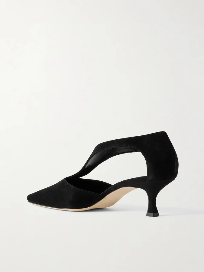 Manolo Blahnik - Shufta 50 Embellished Suede Pumps - Black - Image 3