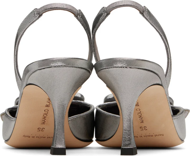 Manolo Blahnik Silver Maysli Heels - Image 2