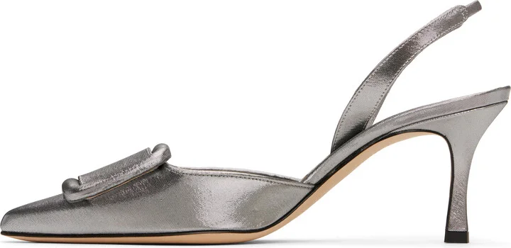 Manolo Blahnik Silver Maysli Heels - Image 3